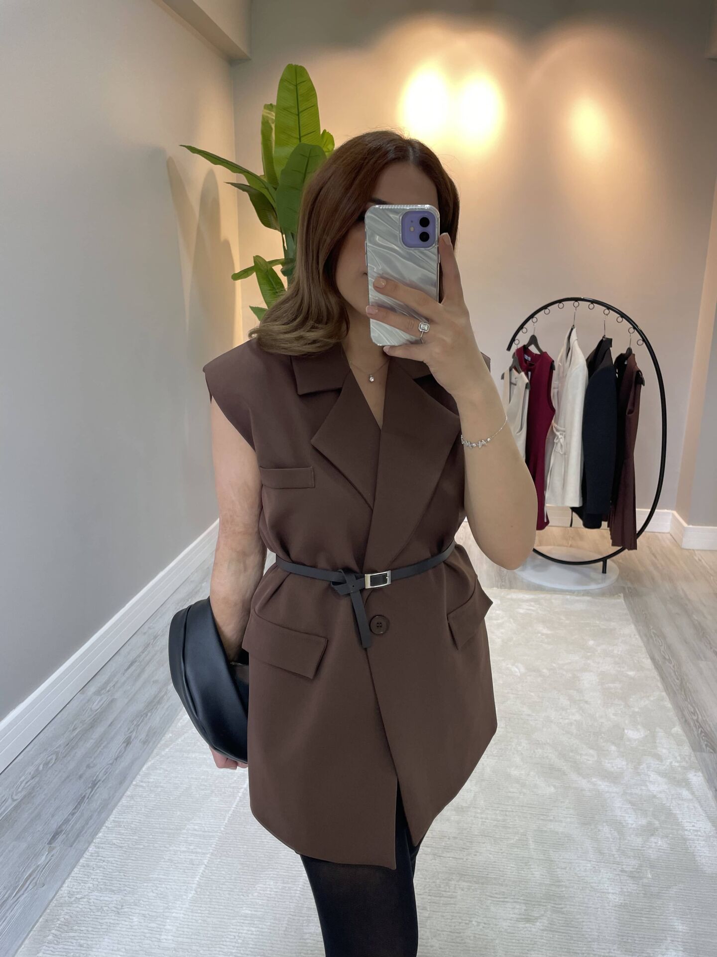 Kahverengi Premium Kalite Oversize Yelek