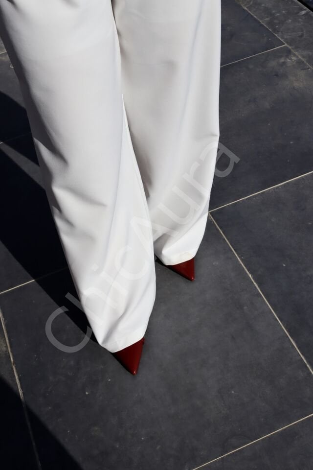 Beyaz Yüksek Bel ZR Marka Palazzo Pantolon