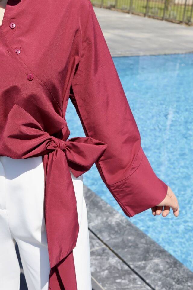Poplin Kuşak Detaylı Gömlek