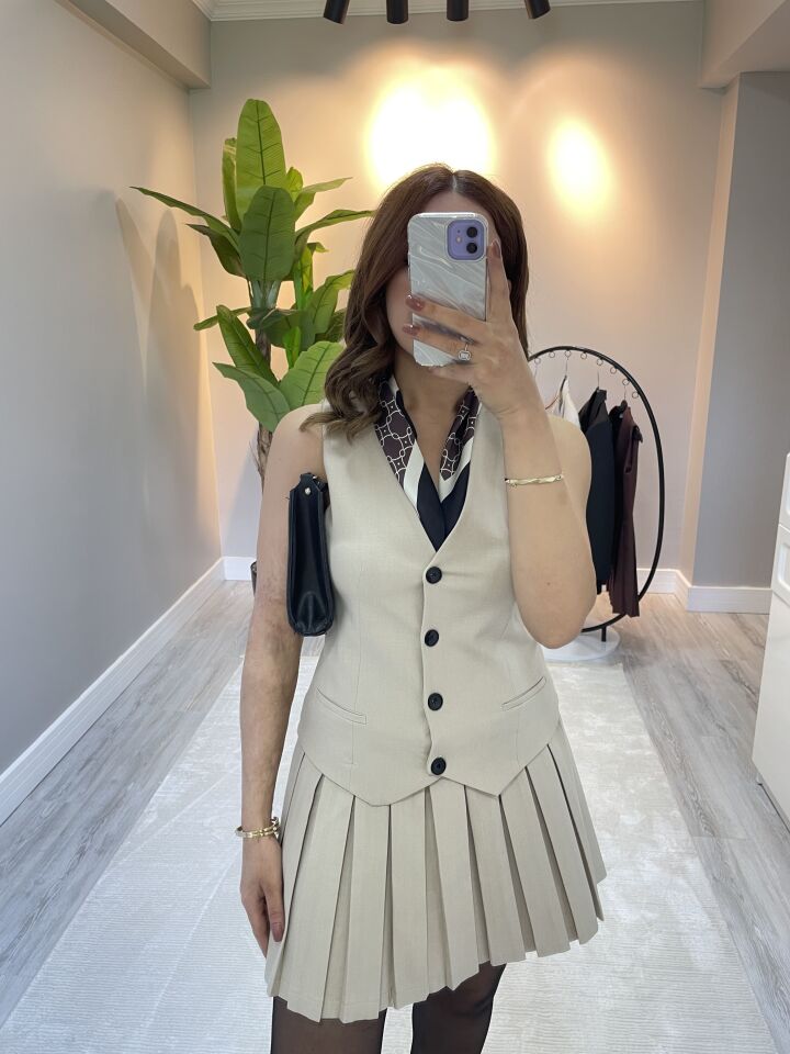 ZR Marka Piliseli Yelek Elbise