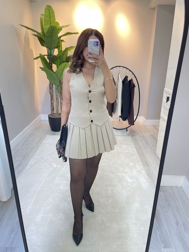 ZR Marka Piliseli Yelek Elbise