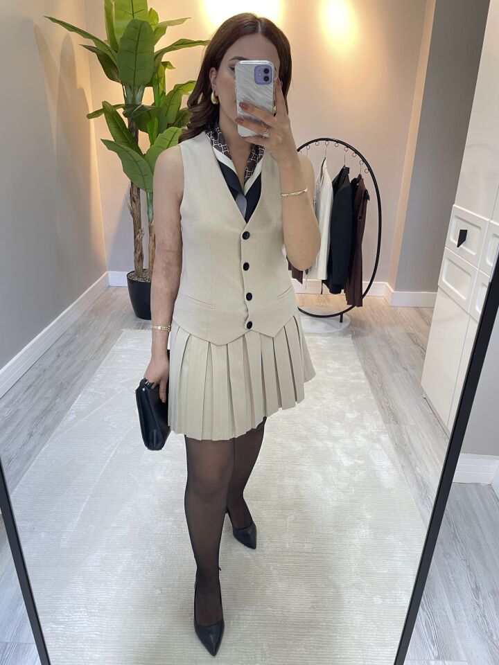 ZR Marka Piliseli Yelek Elbise