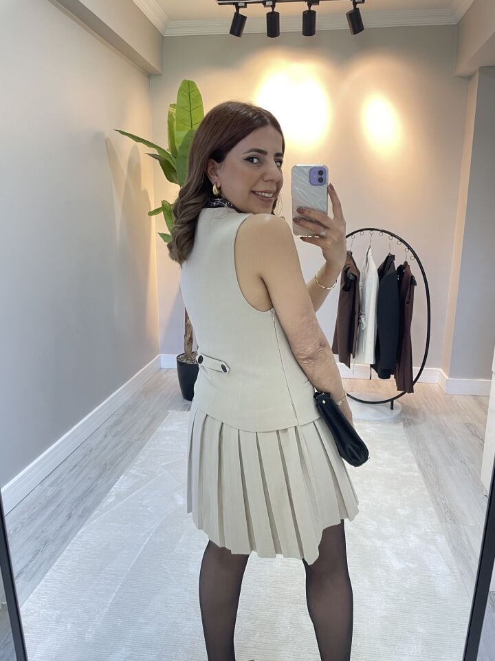 ZR Marka Piliseli Yelek Elbise