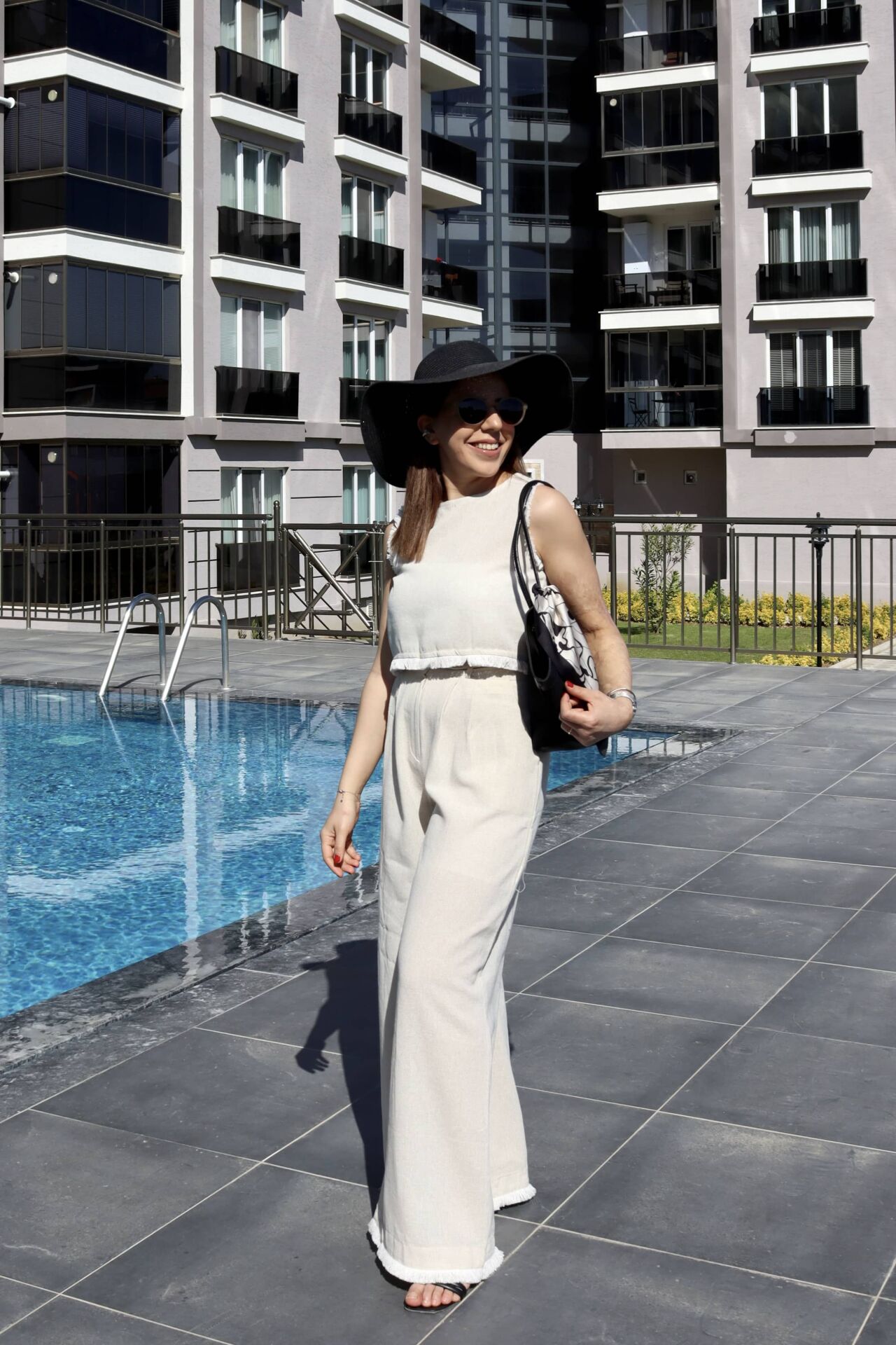 Doğal Keten Paçası Tüylü İkili Takım