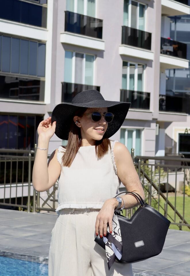 Doğal Keten Paçası Tüylü İkili Takım