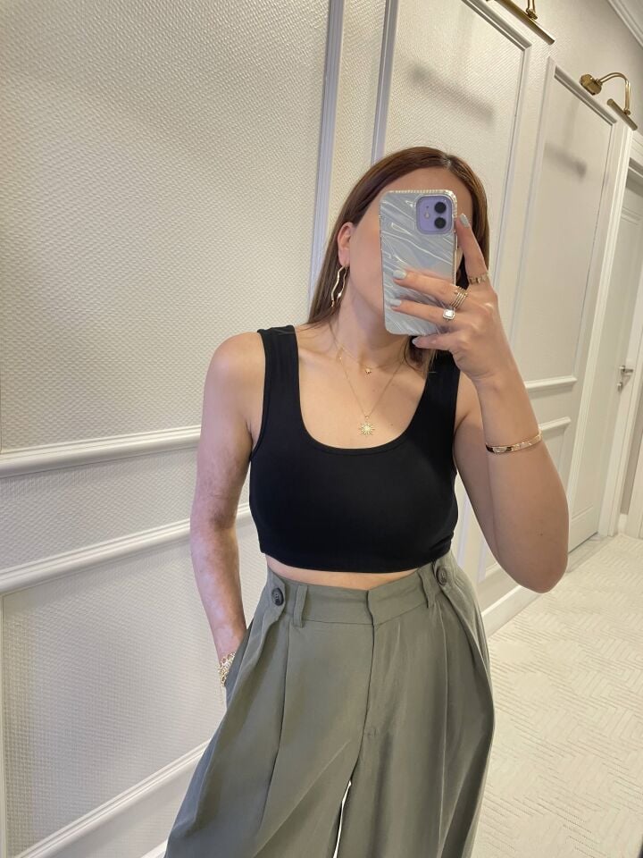 Oysho Crop Atlet / Siyah-Beyaz