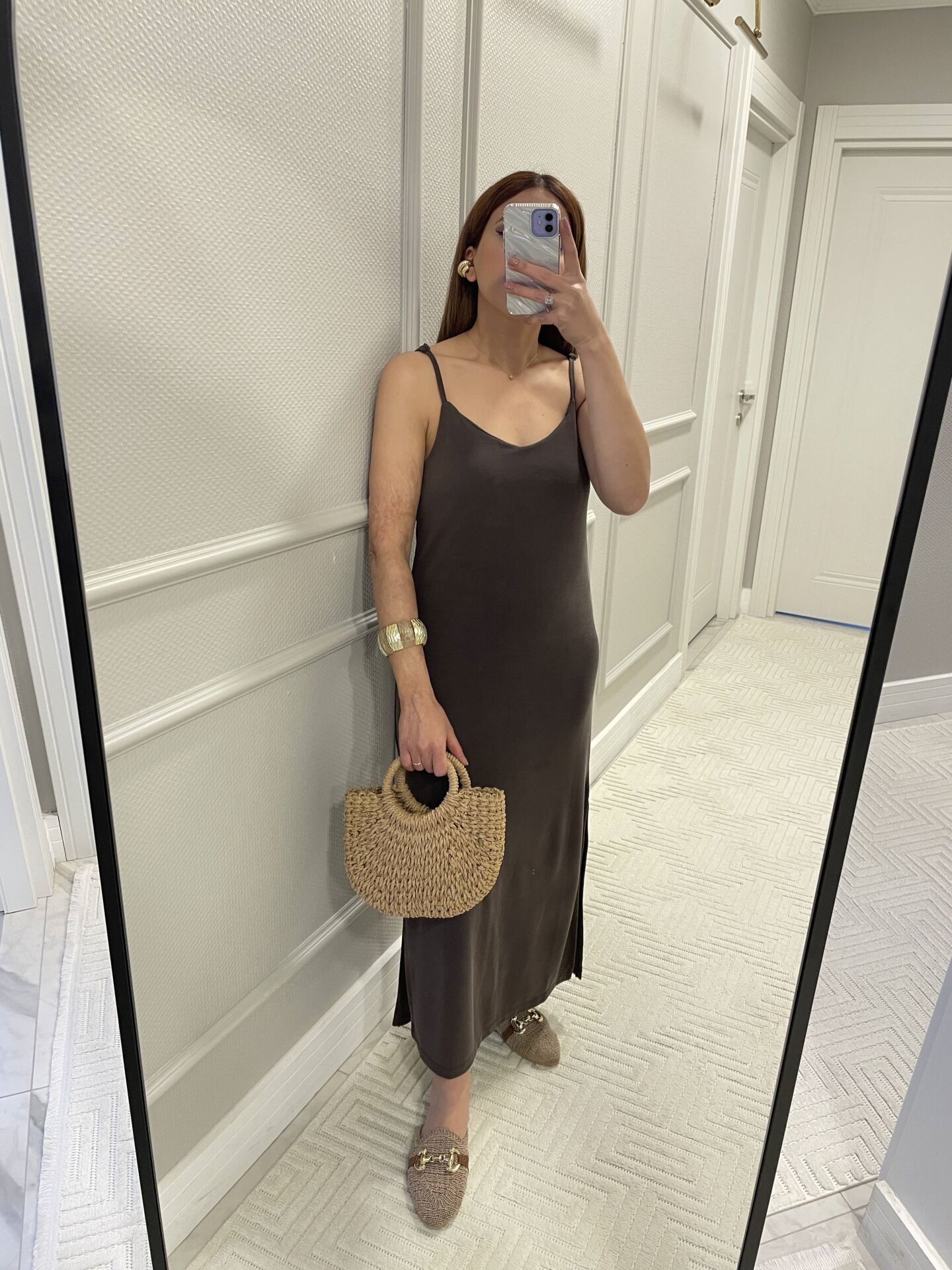 Oysho Model İp Askılı Yırtmaç Detaylı Uzun Elbise