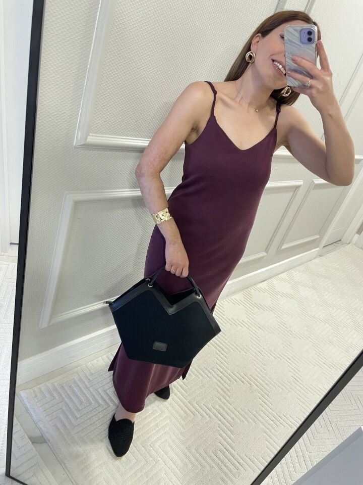 Oysho Model İp Askılı Yırtmaç Detaylı Uzun Elbise