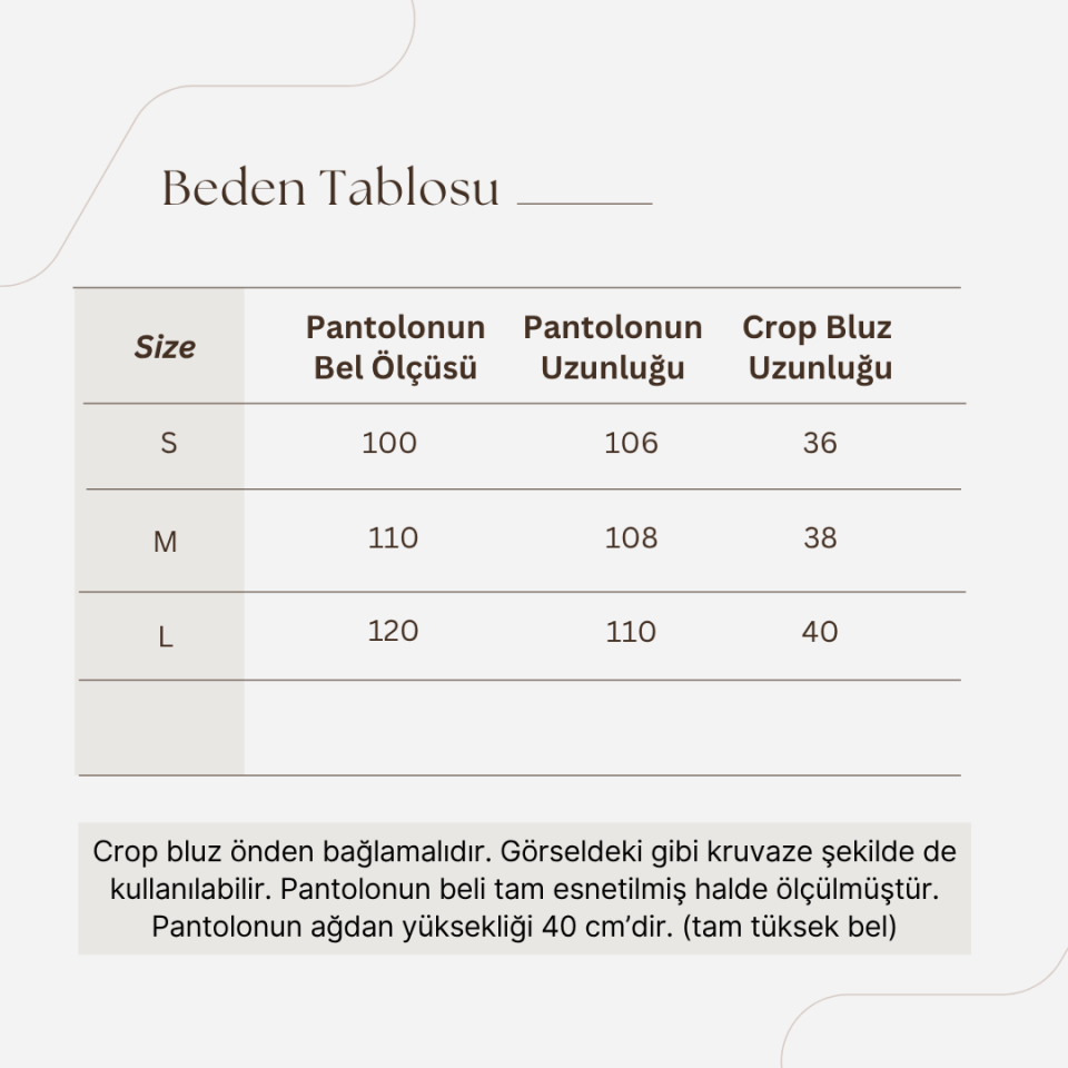 Müslin Kumaş Bağlama Detaylı Crop Bluz-Pantolon İkili Takım