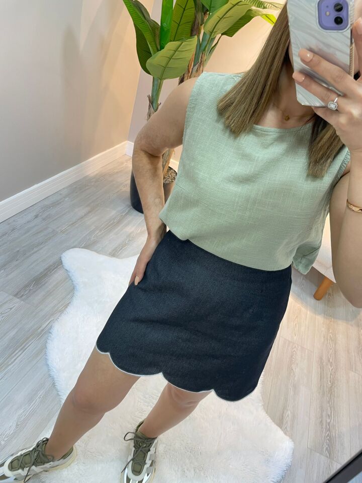 Linen Touch Kadın Yazlık Keten Kolsuz Bluz