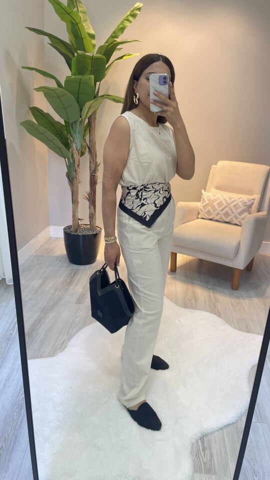 Linen Touch Kadın Yazlık Keten Kolsuz Bluz