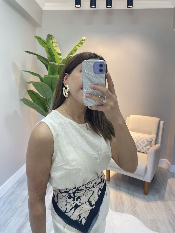 Linen Touch Kadın Yazlık Keten Kolsuz Bluz