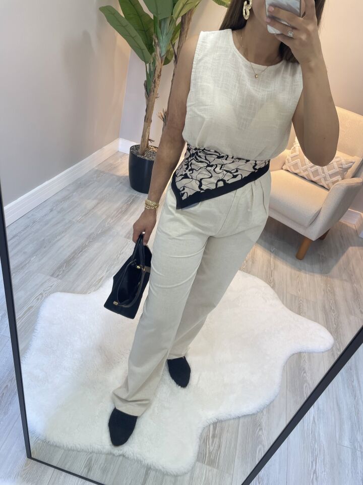 Linen Touch Kadın Yazlık Keten Kolsuz Bluz